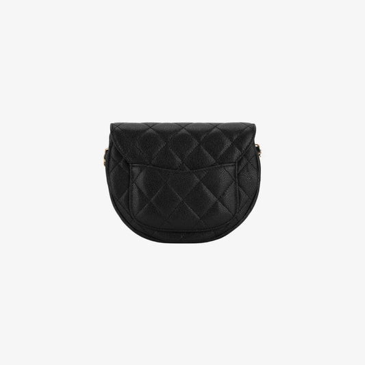 Chanel Mini Messenger Bag Cuir de veau grainé & doré noir