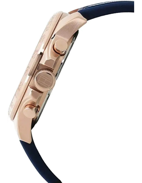 Tommy Hilfiger Decker 1791474 Boitier or rose bracelet en silicone bleu