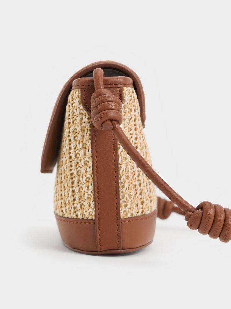 Sac Sabine en raphia avec bandoulière nouée - Multi