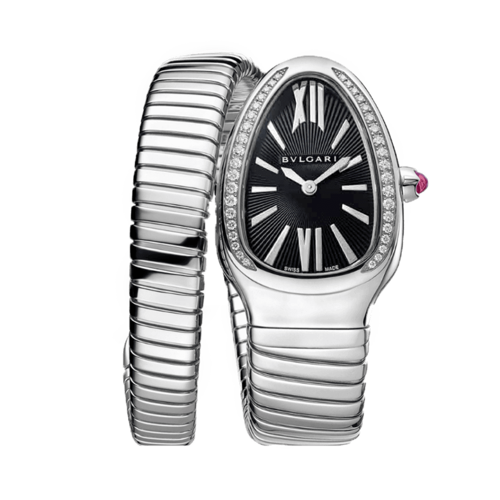 Bvlgari Serpenti Argenté fond Noir sertie