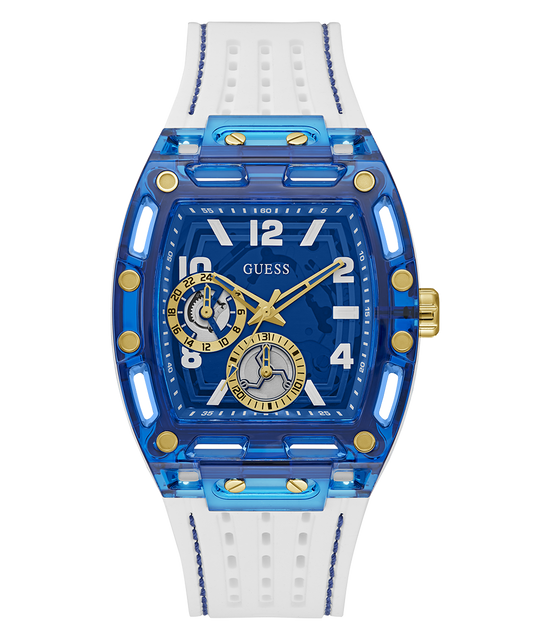 Montre multifonction GUESS pour homme blanche et bleue