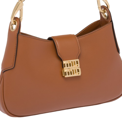 Sac à bandoulière marron en métal avec logo