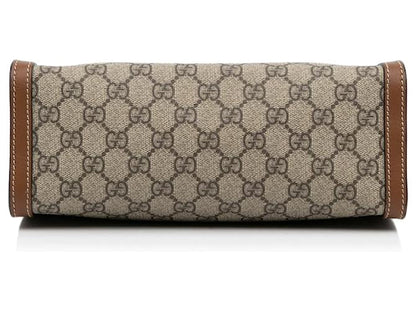 Gucci Marron Petit GG Supreme Padlock Tote Beige