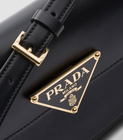 Sac porté épaule en vrai cuir verni Noir