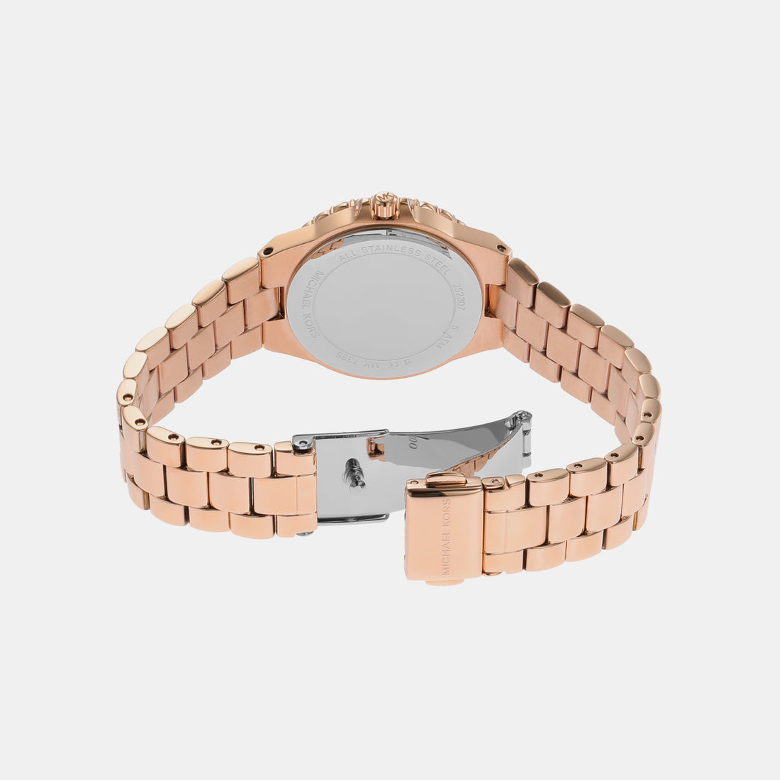 Montre Mk Lennox à trois aiguilles en acier inoxydable doré rose pour femme