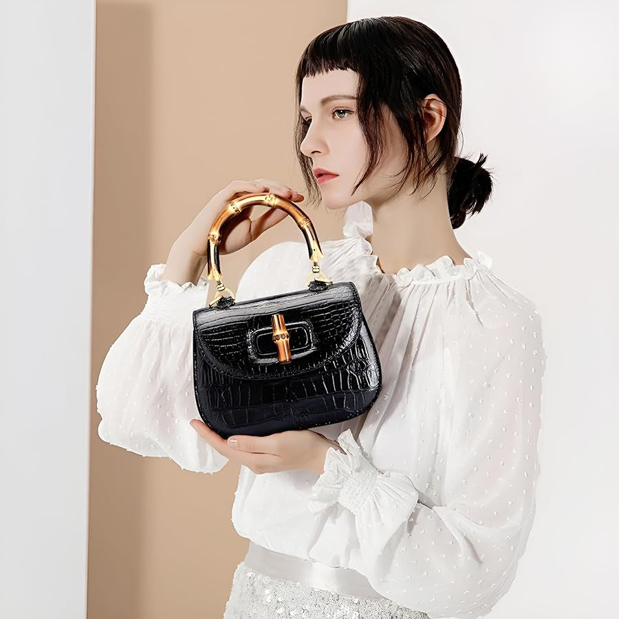SAC À MAIN GUCCI BAMBOO 1947 TAILLE MOYENNE CROCODILE