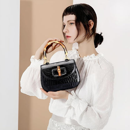 SAC À MAIN GUCCI BAMBOO 1947 TAILLE MOYENNE CROCODILE