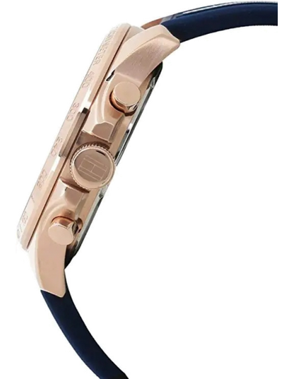 Tommy Hilfiger Decker 1791474 Boitier or rose bracelet en silicone bleu