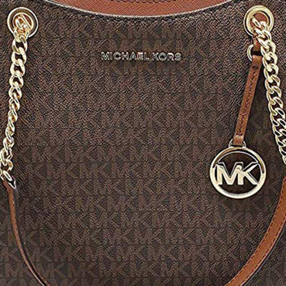 Michael Kors Brown Signature and Leather Jet Tote Bag