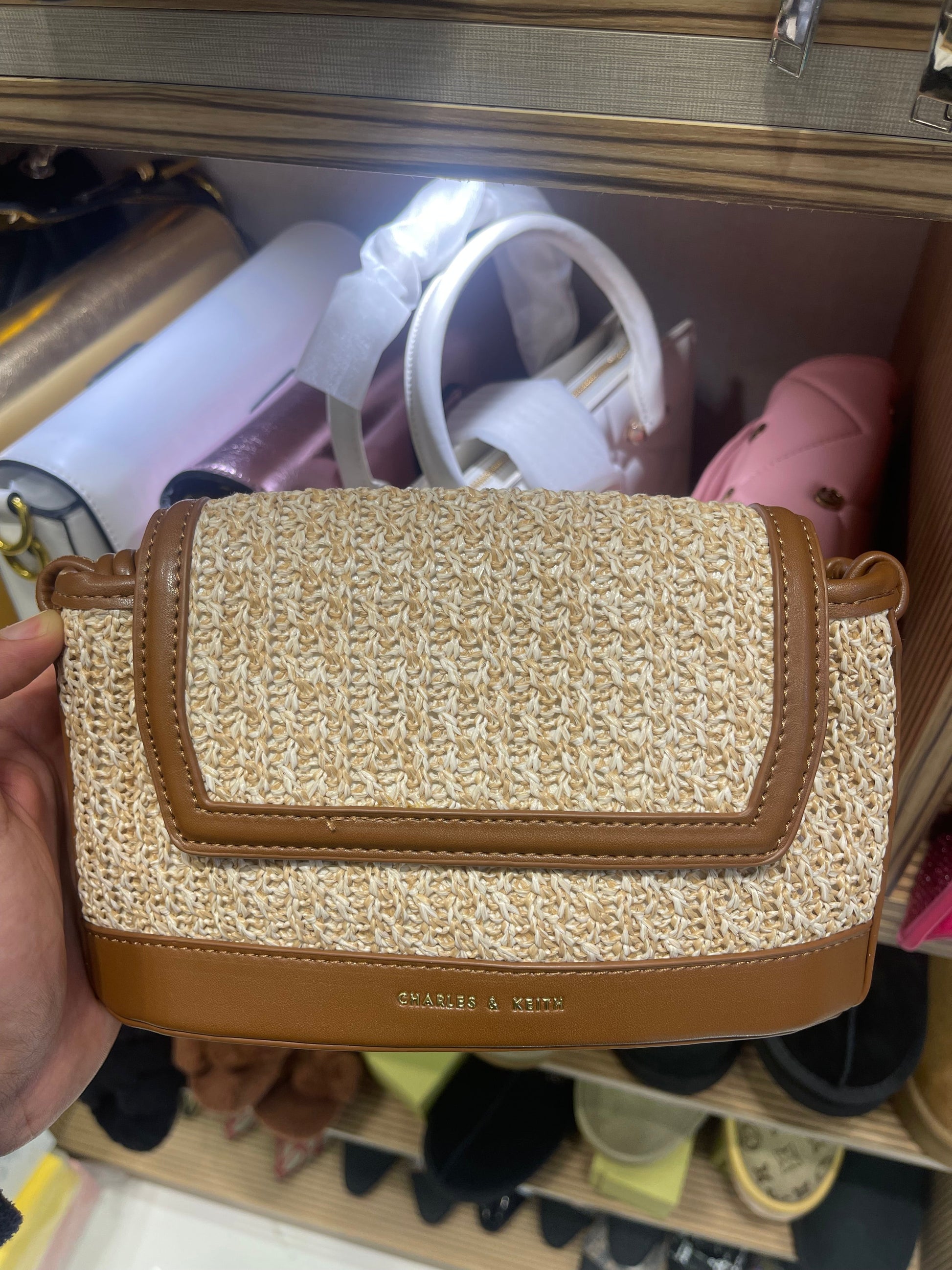 Sac Sabine en raphia avec bandoulière nouée - Multi