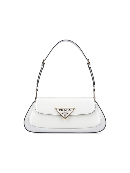 Sac porté épaule en vrai cuir verni Blanc