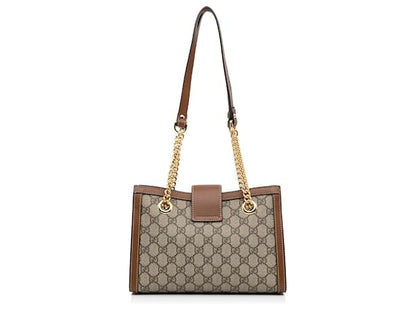 Gucci Marron Petit GG Supreme Padlock Tote Beige