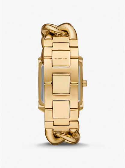Montre MK Emery surdimensionnée dorée à maillons gourmette et à pavé