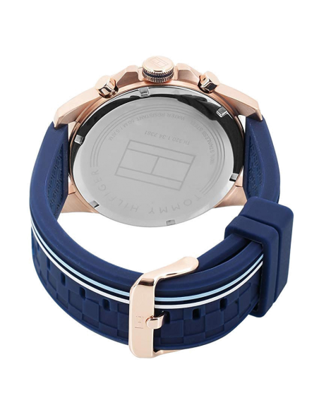 Tommy Hilfiger Decker 1791474 Boitier or rose bracelet en silicone bleu