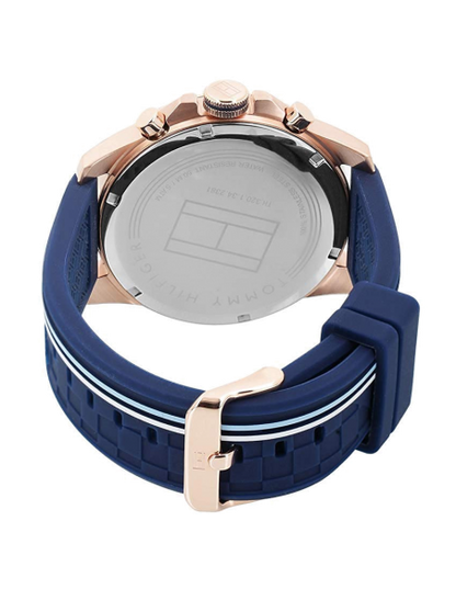 Tommy Hilfiger Decker 1791474 Boitier or rose bracelet en silicone bleu