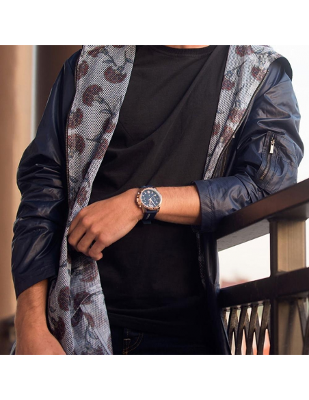 Tommy Hilfiger Decker 1791474 Boitier or rose bracelet en silicone bleu