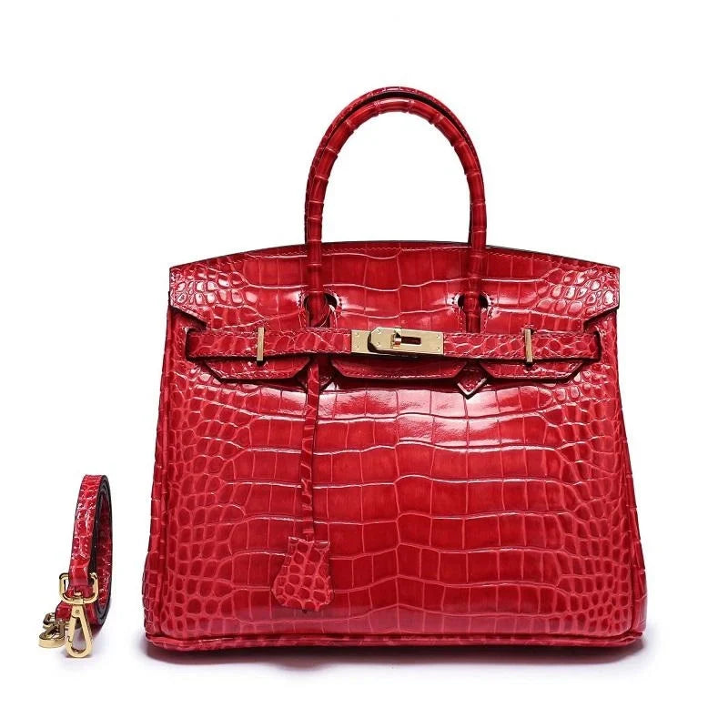 Sacs À Main À Poignée Supérieure En Cuir Véritable Imprimé Crocodile